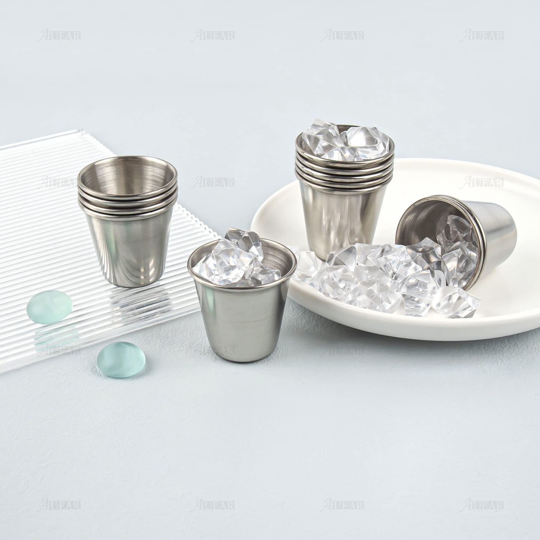 Auear, 12 Pack 1 Ounce Stainless Steel Shot Cups Metal Shot Glasses Drinkgng Vessel Tumbler Barware For Home Bar Party Restauran